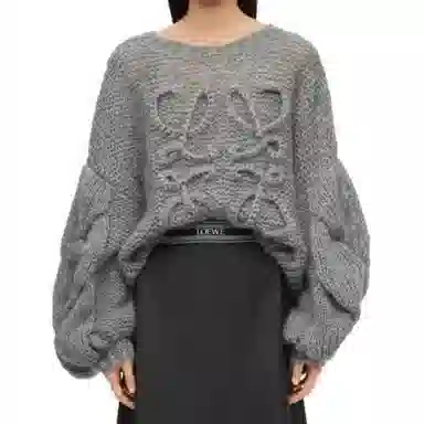 Loewe Hollow Knit Sweater Gray