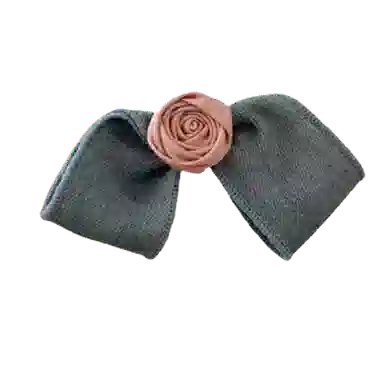 贯古今 新款百搭头饰 高颅顶少女感减龄牛仔风手作玫瑰花蝴蝶结 布艺 发夹 女款