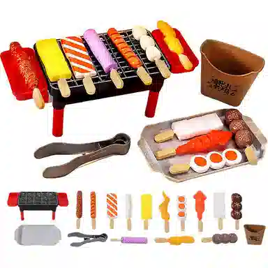 喜迪奇 仿真烧烤串套装 厨房做饭煮饭迷你小厨房 过家家 早教益智玩具
