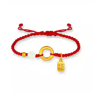 饰伴 国潮祈福 如意平安扣优雅小众国风手工编织手绳 好运连连心想事成 琉璃 手链 男女同款情侣款