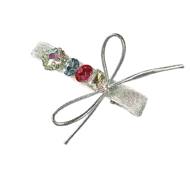 贯古今 甜美气质高级感新款彩虹水晶侧边刘海夹前额碎鸭嘴夹 布艺 发夹 女款