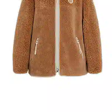 COACH FW22 Embroidered Lambswool Zip Jacket Brown