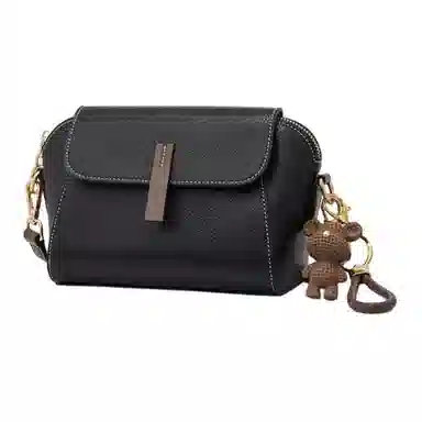 红蜻蜓 可调节可拆卸肩带 牛剖层皮革 单肩斜挎包 中号 女款 象鼻灰/纯黑色