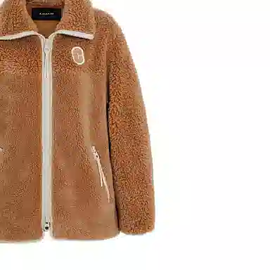 COACH FW22 Embroidered Lambswool Zip Jacket Brown