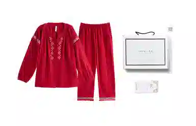 歌倩雅 秋季中式国风印花本命年家居睡衣礼盒 女款 红色