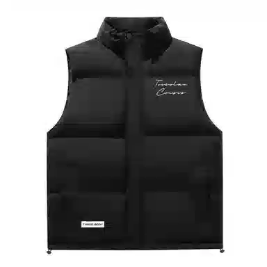 三体 文明系列 美式复古简约基础款字母印花立领保暖加厚柔软舒适休闲百搭户外工装机能风宽松无袖马甲 男女同款