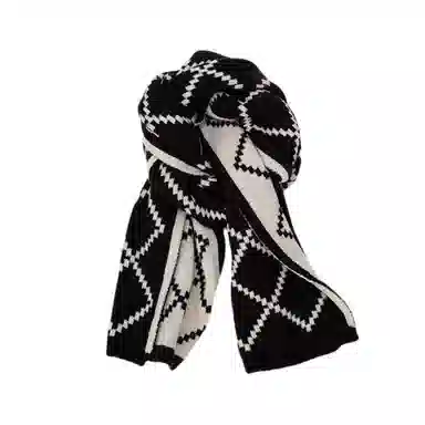 北极绒 红色格子秋冬季高级感百搭 绒线围巾 男女同款情侣款