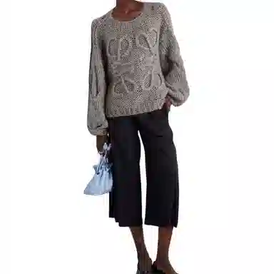 Loewe Hollow Knit Sweater Gray