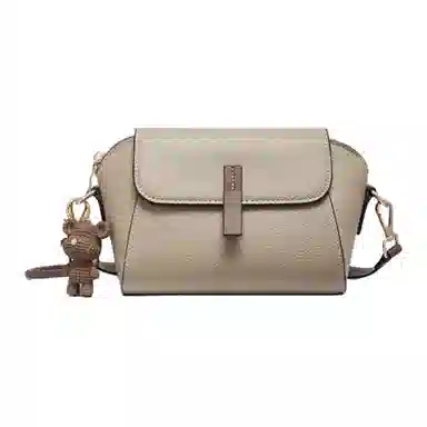 红蜻蜓 可调节可拆卸肩带 牛剖层皮革 单肩斜挎包 中号 女款 象鼻灰/纯黑色