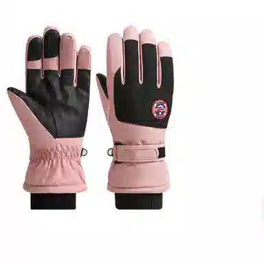 八小万 滑雪冬季加绒加厚保暖户外骑行摩托车触屏防滑 高密度防风防水面料 手套 男女同款情侣款 浅灰色/白色/粉色/米色