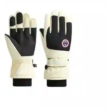 八小万 滑雪冬季加绒加厚保暖户外骑行摩托车触屏防滑 高密度防风防水面料 手套 男女同款情侣款 浅灰色/白色/粉色/米色