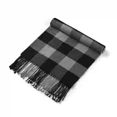 啄木鸟 英伦风经典百搭仿羊绒秋冬季保暖防寒时尚黑白格纹披肩户外防风骑行学生围脖脖套 绒线围巾 男女同款情侣款