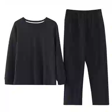 俏霓桐 圆领时尚简约休闲柔软舒适长袖长裤可外穿睡衣套装 男款 图色