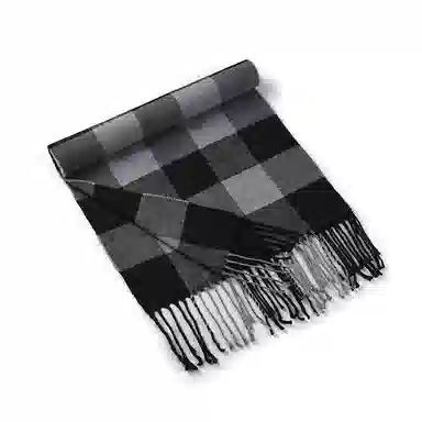啄木鸟 英伦风经典百搭仿羊绒秋冬季保暖防寒时尚黑白格纹披肩户外防风骑行学生围脖脖套 绒线围巾 男女同款情侣款