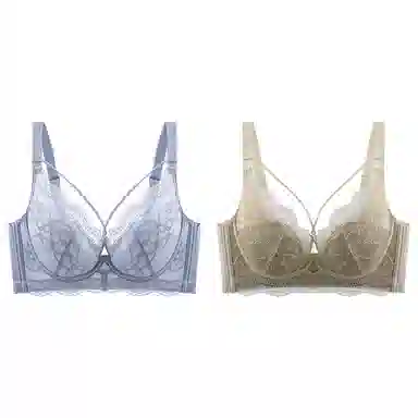 浪莎 舒适无痕无钢圈稳固不掉柔软亲肤轻薄透气收副乳防下垂聚拢文胸 女款 组合装