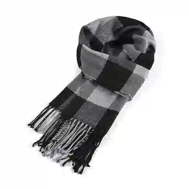 啄木鸟 英伦风经典百搭仿羊绒秋冬季保暖防寒时尚黑白格纹披肩户外防风骑行学生围脖脖套 绒线围巾 男女同款情侣款