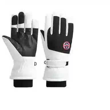 八小万 滑雪冬季加绒加厚保暖户外骑行摩托车触屏防滑 高密度防风防水面料 手套 男女同款情侣款 浅灰色/白色/粉色/米色