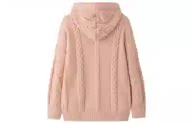 东鲸岁时记 纯色连帽单排扣学院风韩系宽松松弛感休闲开衫毛衣 男女同款 粉色