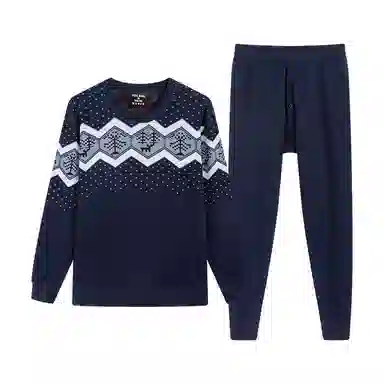 贴身领域 加绒加厚圆领内衣时尚可外穿秋衣秋裤青年保暖套装 男款