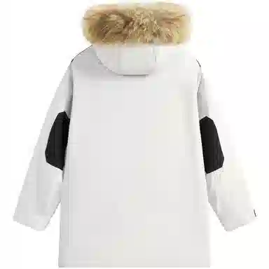 帕丁顿熊 纯色毛领派克中长款连帽宽松休闲外套防风防寒保暖加厚羽绒服 男女同款