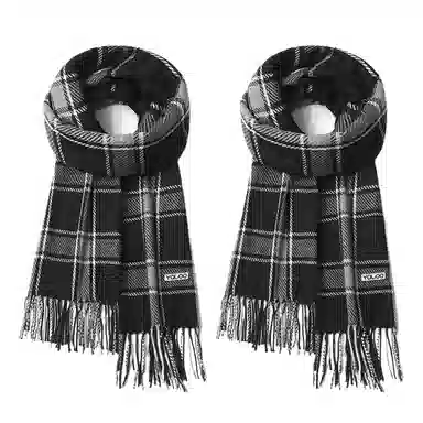 雅鹿 高级感仿羊绒条纹格子保暖加厚柔软显白两用披肩 秋冬小清新防寒护颈学生百搭毛绒围脖 聚酯纤维 绒线围巾 男女同款情侣款 礼盒装