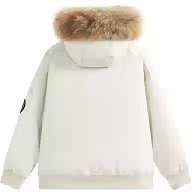 帕丁顿熊 纯色毛领派克连帽宽松外套简约小熊贴标休闲防风防寒保暖加厚羽绒服 男女同款