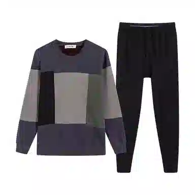 贴身领域 加绒加厚圆领内衣时尚可外穿秋衣秋裤青年保暖套装 男款