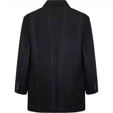 才子 保暖条纹平驳领大衣 男款 黑蓝色