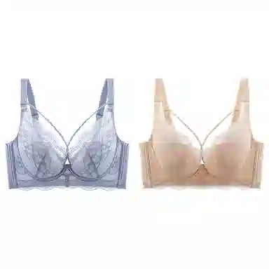 浪莎 舒适无痕无钢圈稳固不掉柔软亲肤轻薄透气收副乳防下垂聚拢文胸 女款 组合装