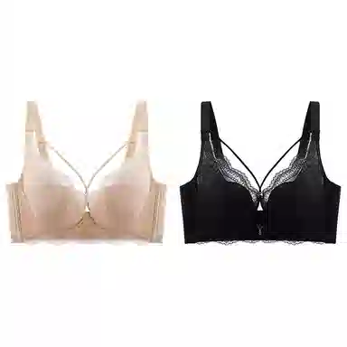 浪莎 舒适无痕无钢圈稳固不掉柔软亲肤轻薄透气收副乳防下垂聚拢文胸 女款 组合装