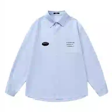 三体 你们都是虫子系列 复古美式简约基础款字母印花长款时尚百搭舒适透气薄款翻领条纹开衫休闲学生多巴胺长袖衬衫 男女同款