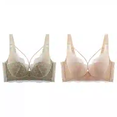 浪莎 舒适无痕无钢圈稳固不掉柔软亲肤轻薄透气收副乳防下垂聚拢文胸 女款 组合装
