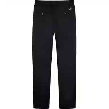 才子 纯色中腰拉链修身微弹直筒休闲裤 男款 黑色