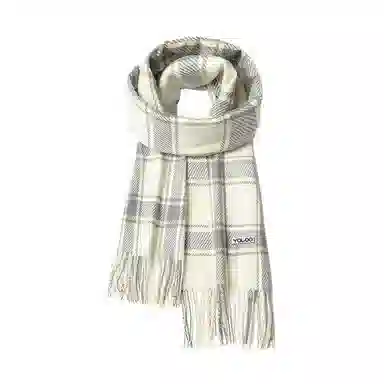 雅鹿 高级感仿羊绒条纹格子保暖加厚柔软显白两用披肩 秋冬小清新防寒护颈学生百搭毛绒围脖 聚酯纤维 绒线围巾 男女同款情侣款 礼盒装