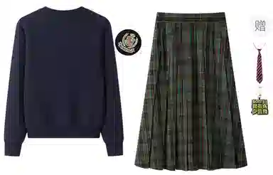 东鲸岁时记 慵懒学院风圆领单排扣上衣格子简约宽松半身裙裙装套装 女款