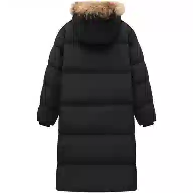 帕丁顿熊 纯色毛领派克连帽长款宽松休闲小熊贴标面包服外套防风防寒保暖加厚羽绒服 男女同款