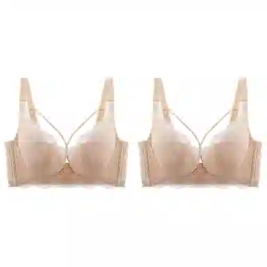 浪莎 舒适无痕无钢圈稳固不掉柔软亲肤轻薄透气收副乳防下垂聚拢文胸 女款 组合装