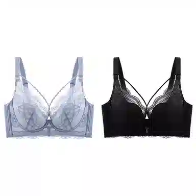 浪莎 舒适无痕无钢圈稳固不掉柔软亲肤轻薄透气收副乳防下垂聚拢文胸 女款 组合装