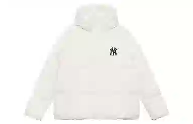 MLB New York Yankees Cream Hooded Puffer Jacket