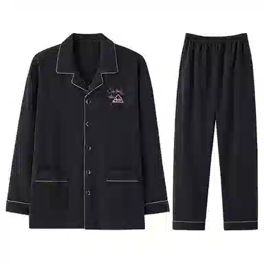 兰缪 保暖长袖长裤翻领开衫可外穿家居服睡衣套装 男款 图片色