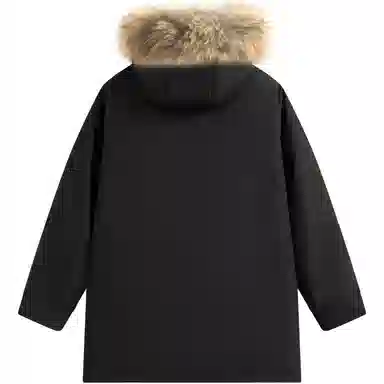 帕丁顿熊 纯色毛领派克中长款连帽宽松休闲外套防风防寒保暖加厚羽绒服 男女同款