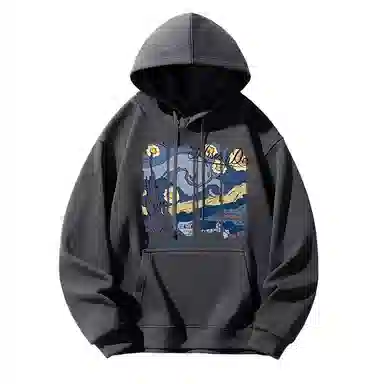 莫代尔 休闲时尚卡通潮流印花舒适亲肤连帽长袖打底衣 男女同款