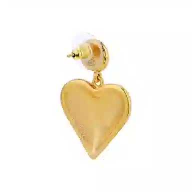 CHANEL Heart Pendant Pearl Earrings Gold