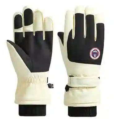 八小万 滑雪冬季加绒加厚保暖户外骑行摩托车触屏防滑 高密度防风防水面料 手套 男女同款情侣款 浅灰色/白色/粉色/米色