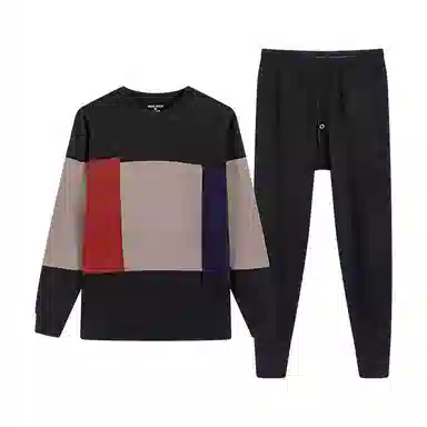 贴身领域 圆领加厚加绒青年可外穿秋衣秋裤保暖套装 男款