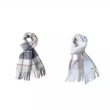 木林森 纯羊毛格子小清新流苏绒线围巾秋冬加厚保暖  围巾 男女同款情侣款