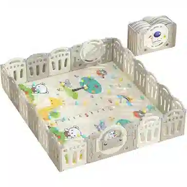 乖乖熊 游戏围栏防护栏地上室内家用 可折叠宝宝学步爬行垫安全栅栏 早教益智玩具