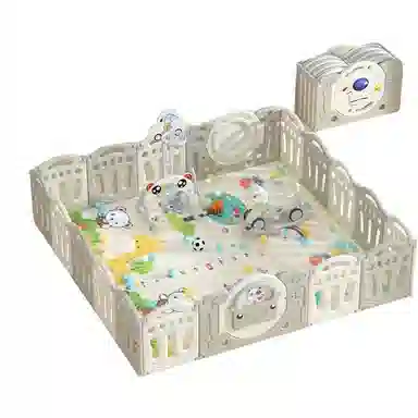 乖乖熊 游戏围栏防护栏地上室内家用 可折叠宝宝学步爬行垫安全栅栏 早教益智玩具