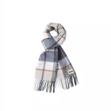 木林森 纯羊毛格子小清新流苏绒线围巾秋冬加厚保暖  围巾 男女同款情侣款