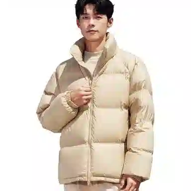 森马 纯色保暖宽松无帽立领羽绒服 男款